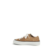 Brunello Cucinelli Beige Calf Leather Bos Taurus Low Top Sneakers Brunello Cucinelli
