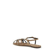 Brown Calf Leather Bos Taurus Flat Sandals