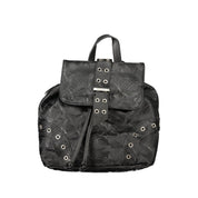 Black Polyurethane Women Backpack