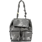 Black Polyurethane Women's Mini Backpack
