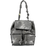 Black Polyurethane Women's Mini Backpack