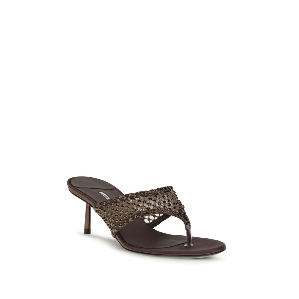 Brown Goatskin Stiletto Heel Sandals