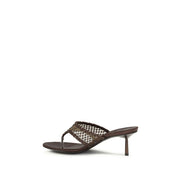 Brown Goatskin Stiletto Heel Sandals