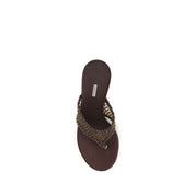Brown Goatskin Stiletto Heel Sandals