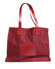 Burgundy Cotton Canvas Shopping Tote Women Borse  Jewellery Bag