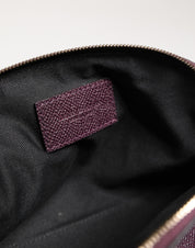 Dark Purple Leather DG Logo Zip Around Hand Purse Wallet