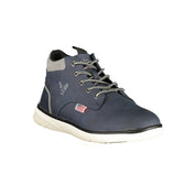 Blue Polyurethane Men Ankle Boot