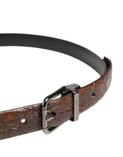 Dolce & Gabbana Brown Leather Silver Tone Metal Buckle Belt Dolce & Gabbana
