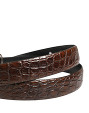 Dolce & Gabbana Brown Leather Silver Tone Metal Buckle Belt Dolce & Gabbana