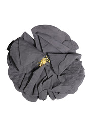 Gray Floral Motif Silk Blend Poplin Fabric Bar Pin  Brooch