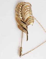 Gold Sterling Silver925 Leaf Embellished Lapel Pin Brooch