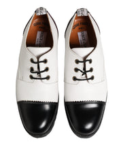 Black White Leather Derby Shoes