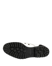 Black White Leather Derby Shoes