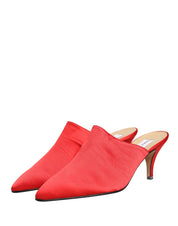Red Suede Heel Mule Shoes