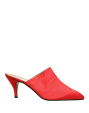 Red Suede Heel Mule Shoes