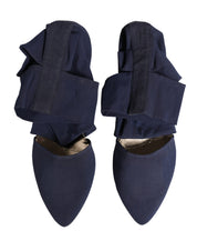 Blue Cotton Ankle Boots Shoes