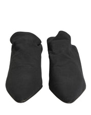 Black Suede Heel Mule Shoes