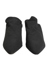 Black Suede Heel Mule Shoes