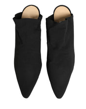 Black Suede Heel Mule Shoes