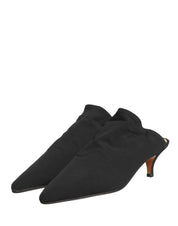 Black Suede Heel Mule Shoes