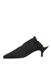 Black Suede Heel Mule Shoes