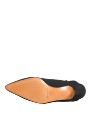 Black Suede Heel Mule Shoes