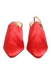 Red Suede Heel Slingback Shoes