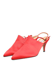 Red Suede Heel Slingback Shoes