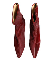 Burgundy Mid Calf Boots Shoes