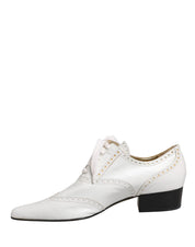 White Leather Brogue Oxford Lace Up Shoes