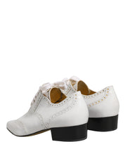 White Leather Brogue Oxford Lace Up Shoes