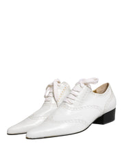 White Leather Brogue Oxford Lace Up Shoes