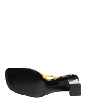 Multicolor Leather Block Heels Sandals Shoes