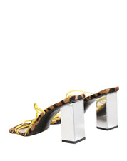Multicolor Leather Block Heels Sandals Shoes
