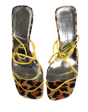 Multicolor Leather Block Heels Sandals Shoes