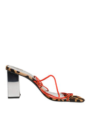 Multicolor Leather Block Heels Sandals Shoes