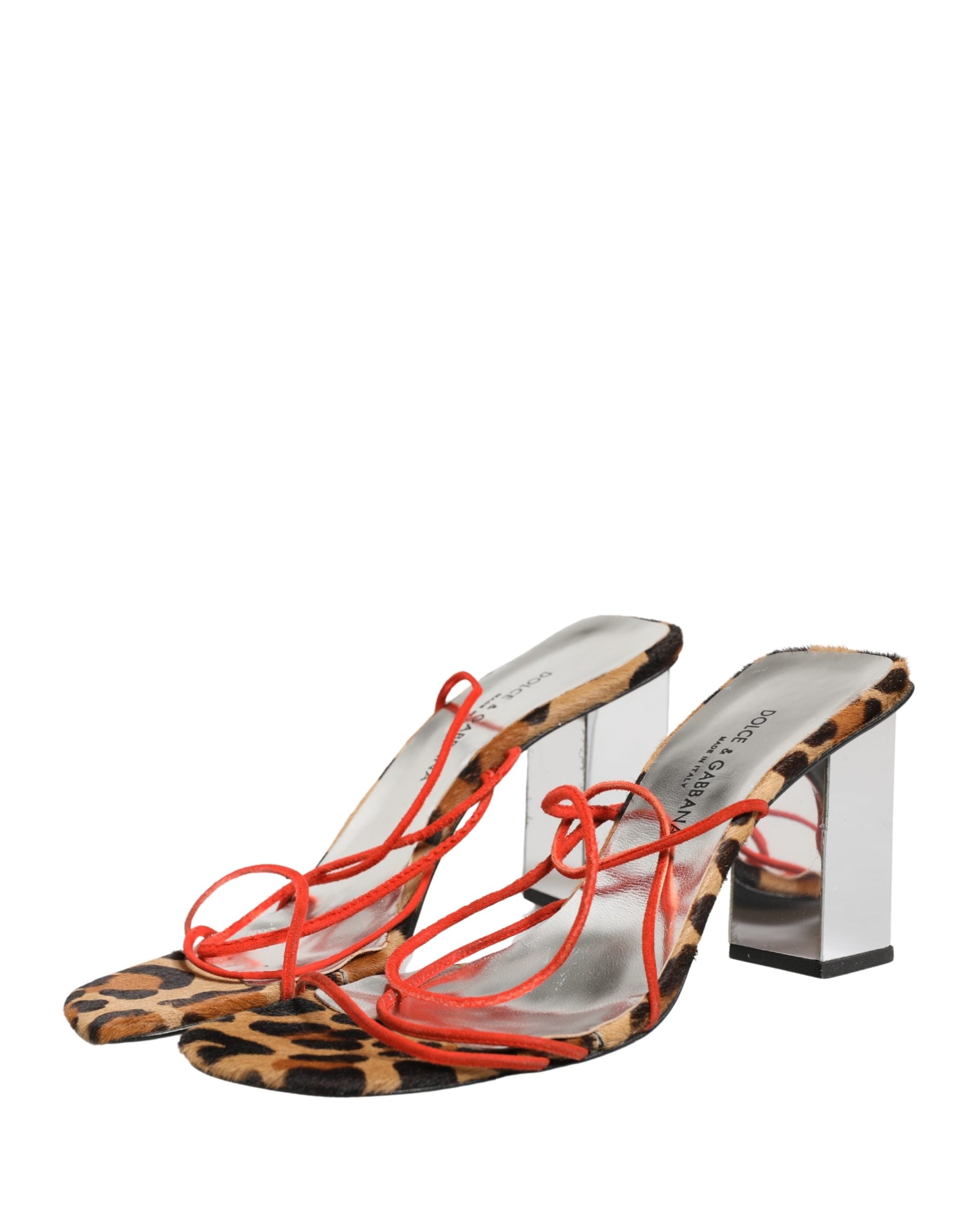 Multicolor Leather Block Heels Sandals Shoes