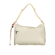 Ecru Polyurethane Women Handbag