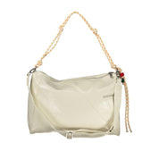 Ecru Polyurethane Women Handbag