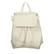 Ecru Polyurethane Women Backpack