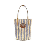 Blue Raffia Backet Bag
