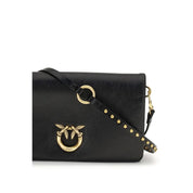PINKO Black Goatskin Shoulder Bag