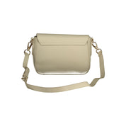 Beige Polyurethane Women Bag