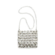 Silver Polyester Shoulder Bag