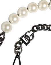 White Leather Silver Chain Bag Accessory Shoulder Strap