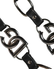 Black Leather Silver Chain Bag Accessory Shoulder Strap