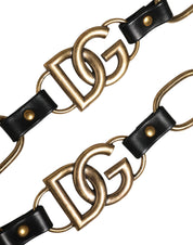 Black Leather Gold Chain Bag Accessory Shoulder Strap