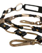 Black Leather Gold Chain Bag Accessory Shoulder Strap