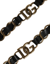 Black Leather Gold Chain Bag Accessory Shoulder Strap