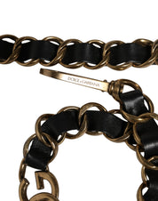 Black Leather Gold Chain Bag Accessory Shoulder Strap